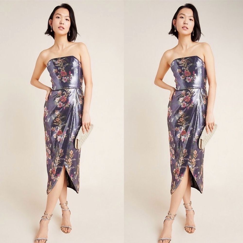 New ML Monique Lhuillier Zora Sequined Maxi Dress